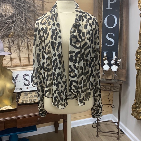 Leopard Drape Front Cardigan - Picture 3 of 12